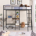 Twin Size Metal Loft Bed And Built In Desk And Shelves,Black Old Dku:Wf280270Aab Twin Black Metal