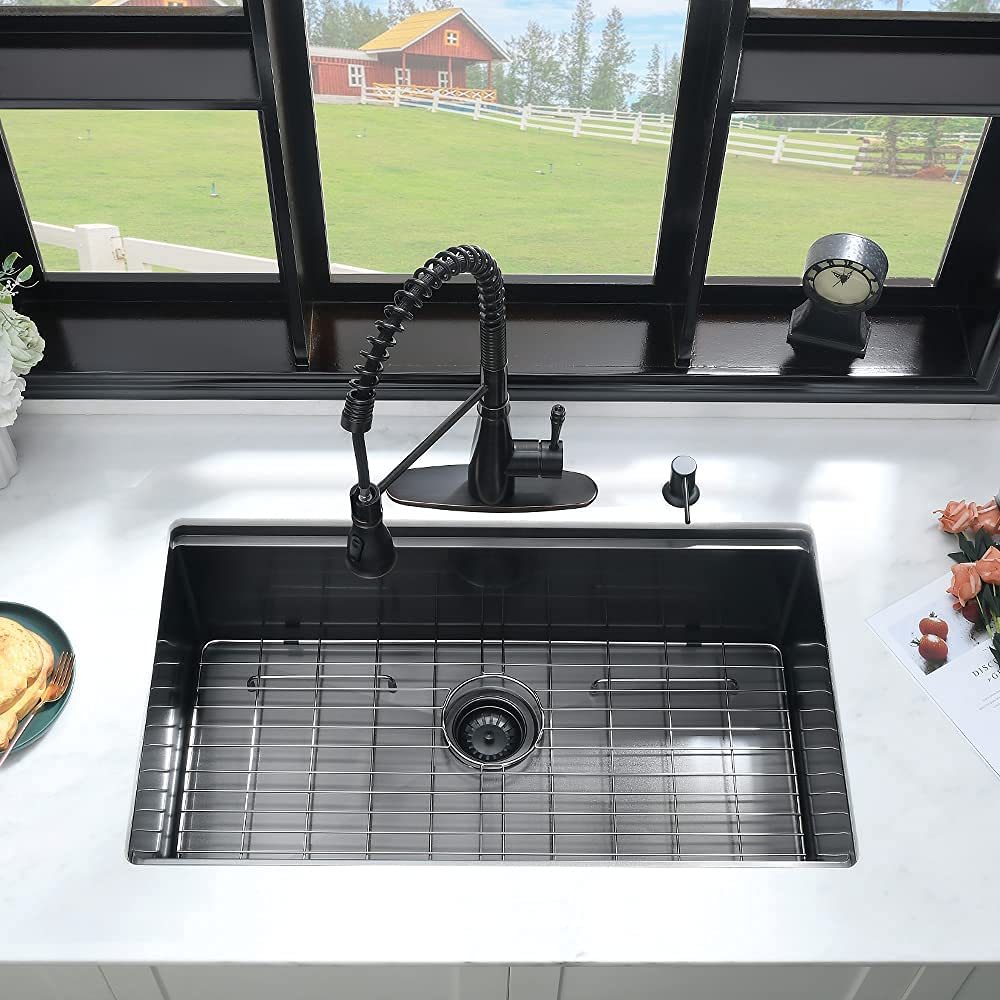 Workstation 32" L X 19" W Undermount Kitchen Sink With Accessories Black Stainless Steel