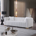 A Modern Channel Sofa Take On A Traditional Chesterfield,White Color,3 Seater White Velvet