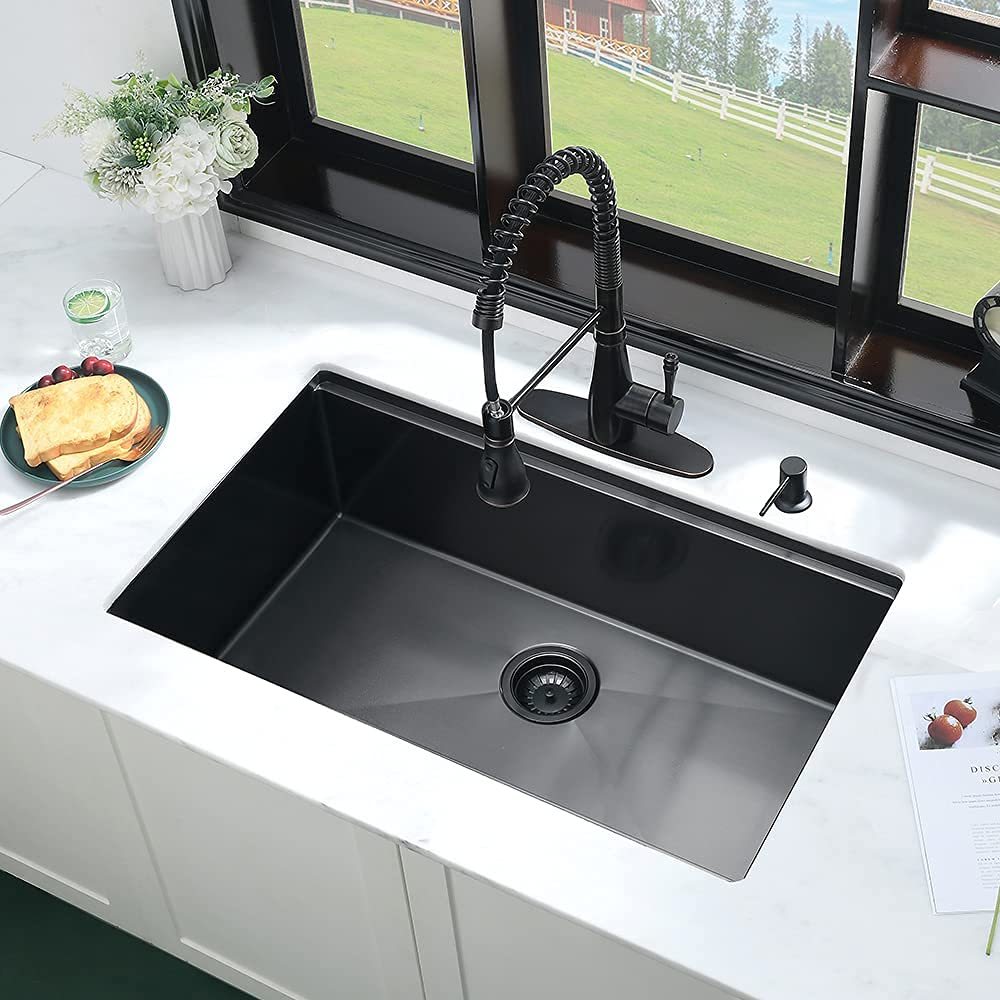 Workstation 32" L X 19" W Undermount Kitchen Sink With Accessories Black Stainless Steel