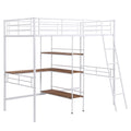 Twin Size Metal Loft Bed And Built In Desk And Shelves,White Old Sku:Wf280270Aak Twin White Metal