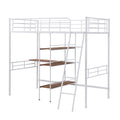 Twin Size Metal Loft Bed And Built In Desk And Shelves,White Old Sku:Wf280270Aak Twin White Metal