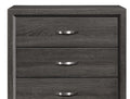 Contemporary Design Gray Finish 1Pc Chest Of Dovetail Drawers Polished Chrome Bar Pulls Bedroom Furniture Gray Bedroom Wood