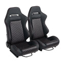 Racing Seat High Quality Pvc With Suade Material Double Slider 2Pcs Black Vinyl