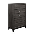 Contemporary Design Gray Finish 1Pc Chest Of Dovetail Drawers Polished Chrome Bar Pulls Bedroom Furniture Gray Bedroom Wood