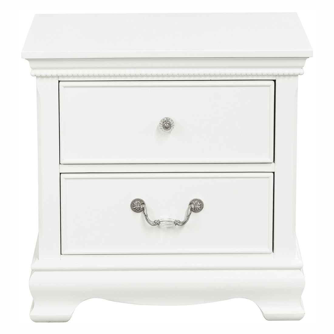 Classic Traditional Style 1Pc Nightstand Wood White Finish Dovetail Drawers Bed Side Table Bedroom Furniture White 2 Drawers Bedroom Traditional Wood