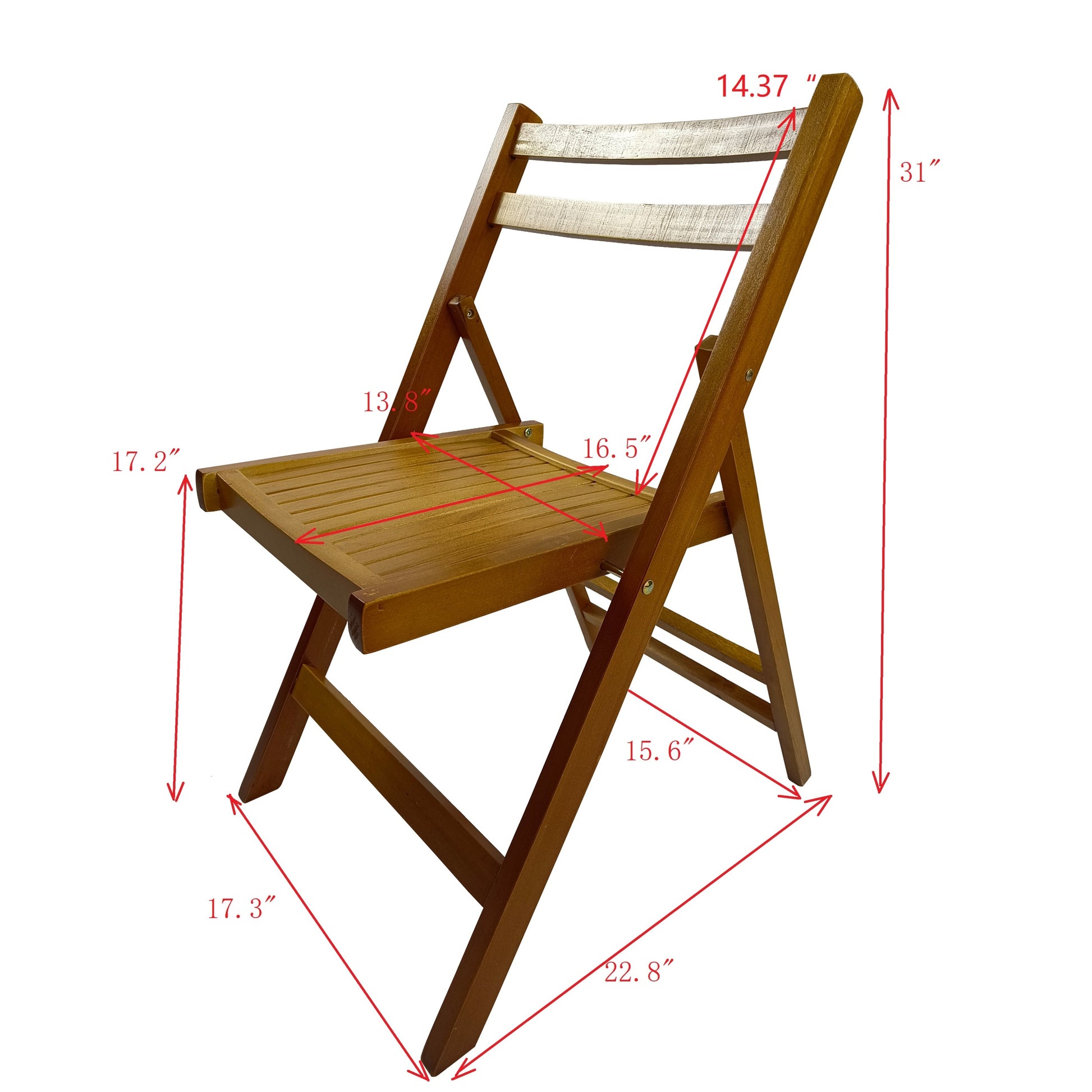 Furniture Slatted Wood Folding Special Event Chair Honey Color, Set Of 4, Folding Chair, Foldable Style Teak Solid Wood