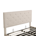 Queen Size Upholstered Platform Bed With A Hydraulic Storage System Beige Beige Upholstered