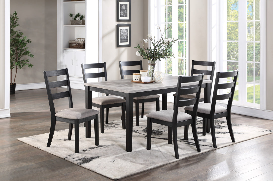 Natural Simple Wooden Table Top 7Pc Dining Set Dining Room Furniture Ladder Back Side Chairs Cushion Seat Light 2 Tone Sand Fabric. Wood Dining Room Solid Wood Rubberwood Rectangular Dining Table With Chair Wood Wood Natural Ladder Back Seats 6 60 Inches