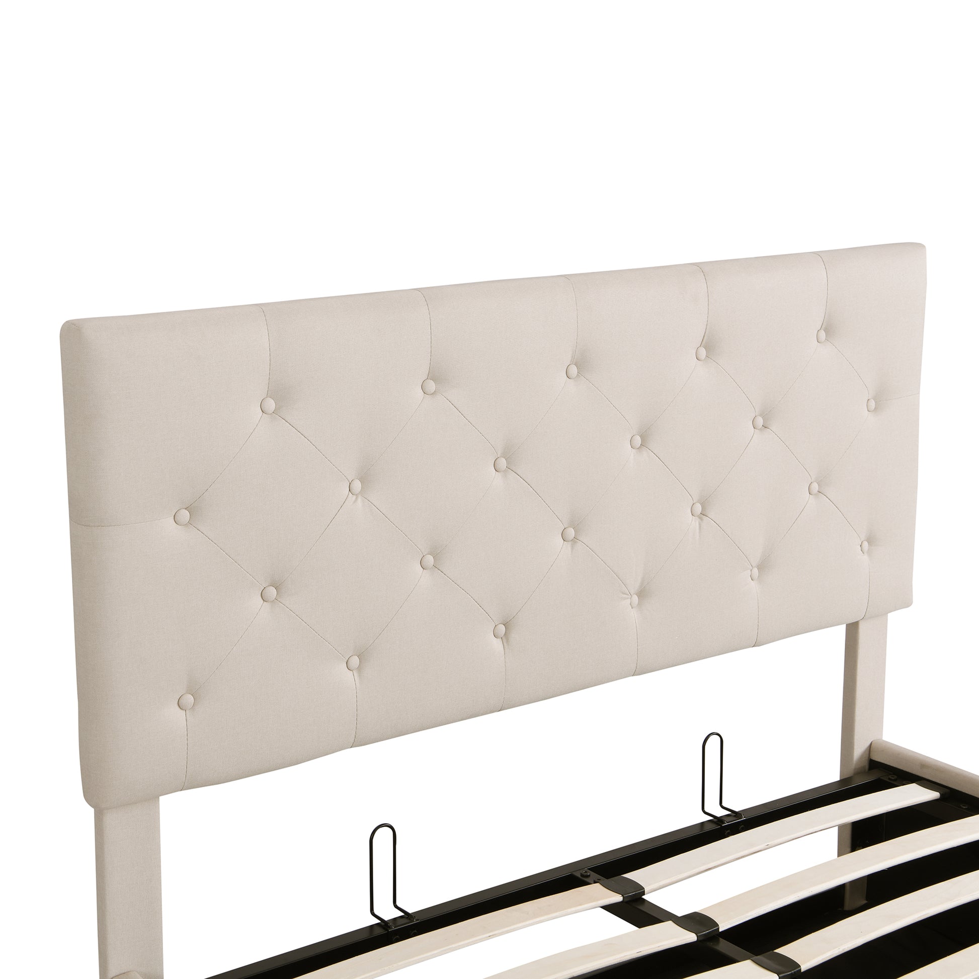 Full Size Upholstered Platform Bed With A Hydraulic Storage System Beige Beige Upholstered