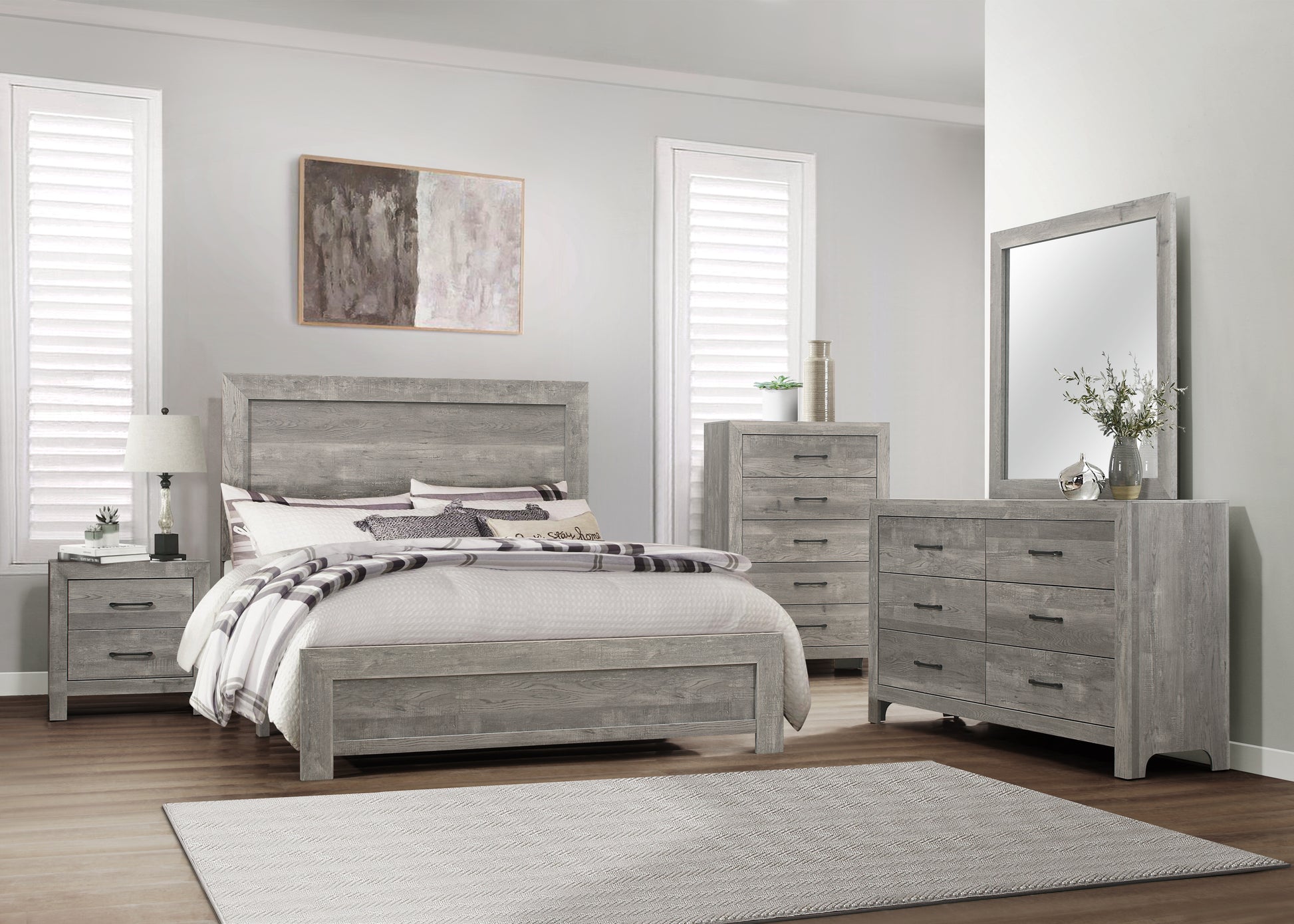 Modern Rustic Style Gray Finish 1Pc Dresser Of 6X Drawers Bedroom Wooden Furniture Gray Bedroom Rustic,Transitional Wood