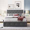 Full Size Upholstered Platform Bed With A Hydraulic Storage System Gray Gray Upholstered