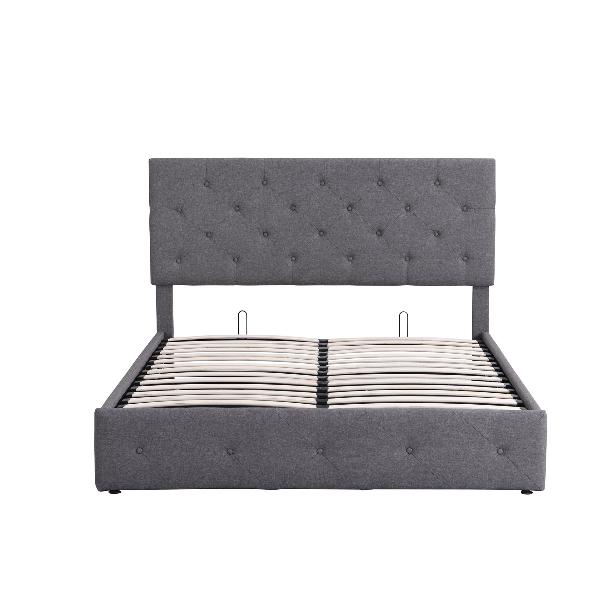 Queen Size Upholstered Platform Bed With A Hydraulic Storage System Gray Gray Upholstered
