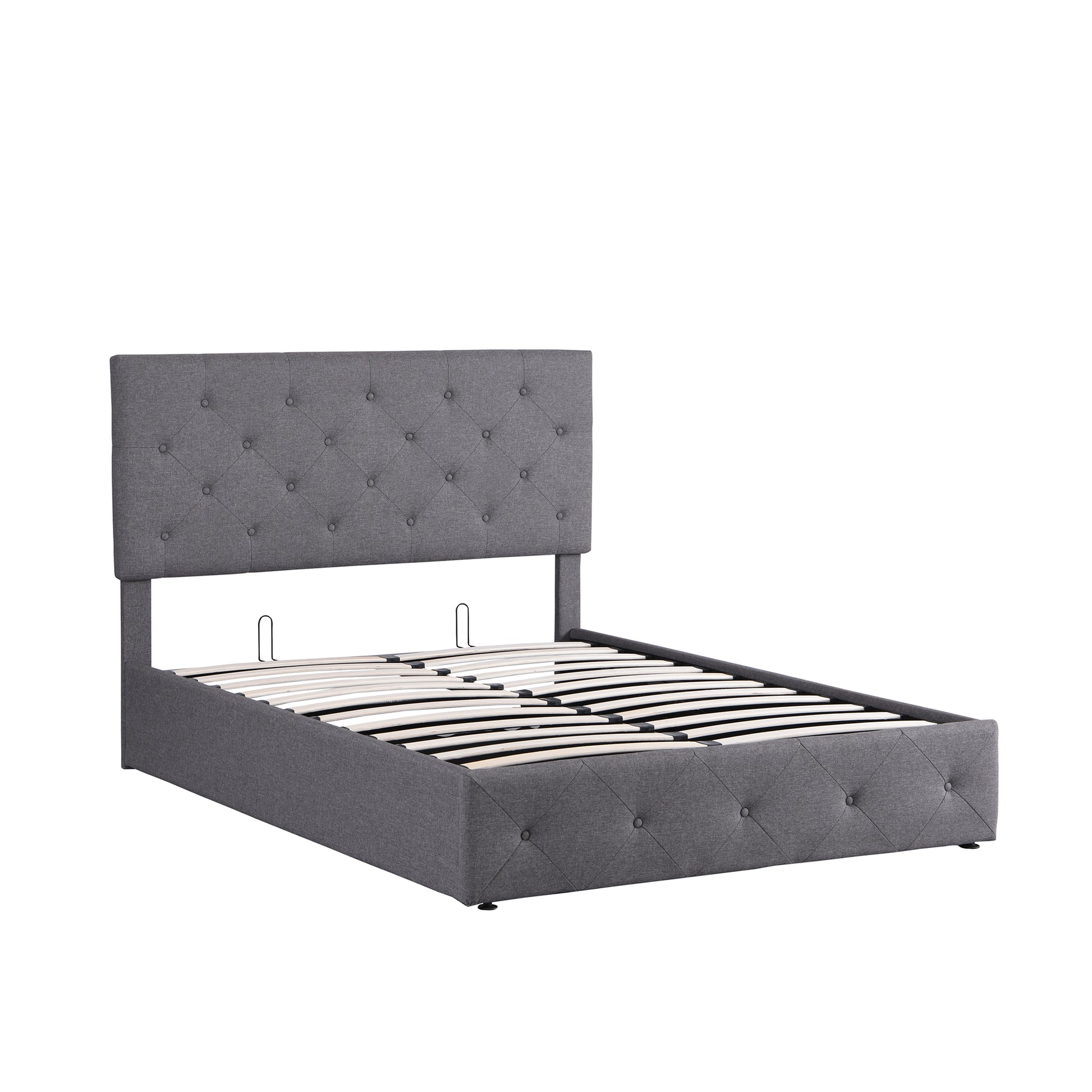 Full Size Upholstered Platform Bed With A Hydraulic Storage System Gray Gray Upholstered