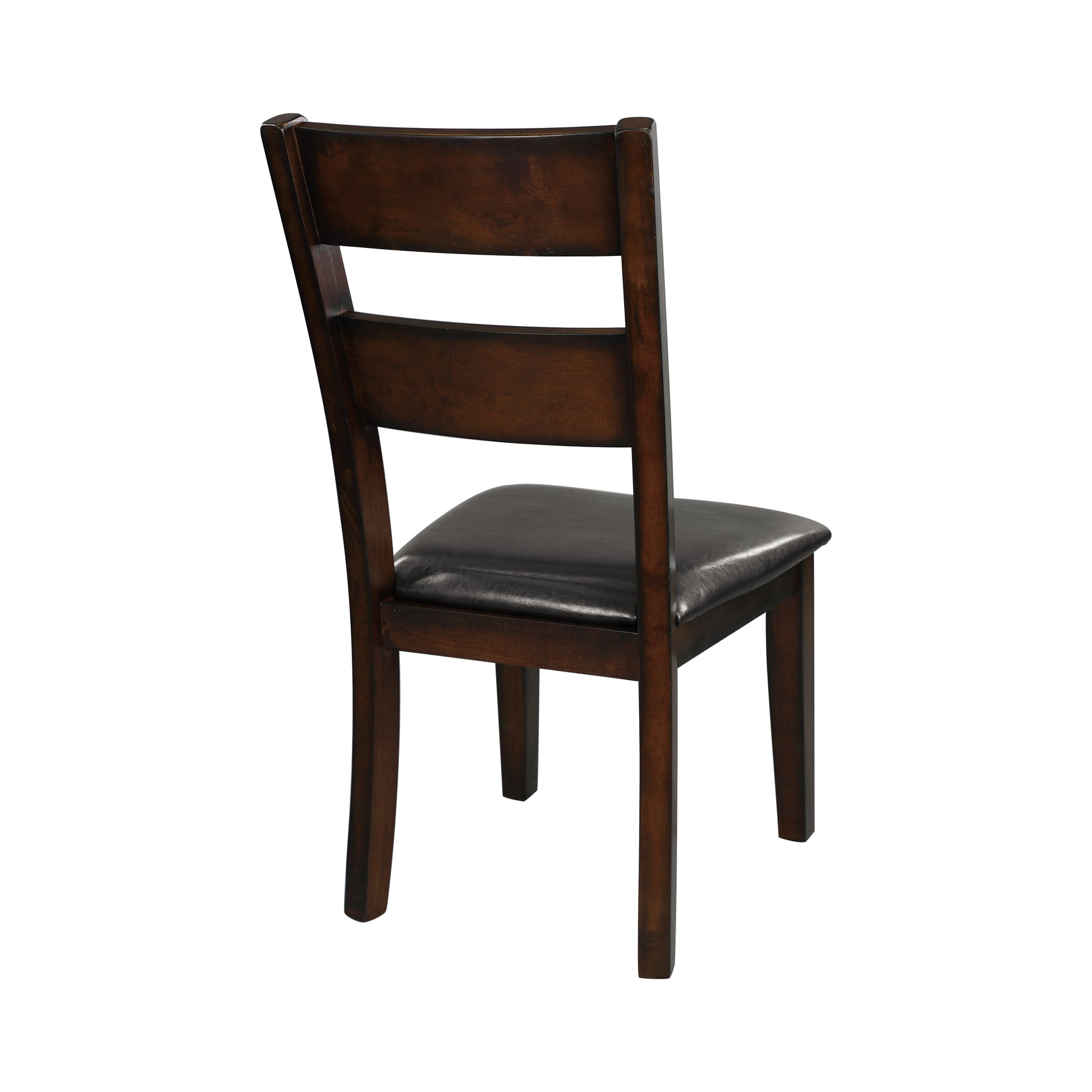 Cherry Finish Classic Style Set Of 2 Side Chairs Mango Veneer Faux Leather Upholstered Transitional Dining Furniture Brown Mix Dining Room Classic Wood