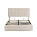 Full Size Upholstered Platform Bed With A Hydraulic Storage System Beige Beige Upholstered