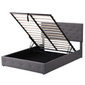 Queen Size Upholstered Platform Bed With A Hydraulic Storage System Gray Gray Upholstered