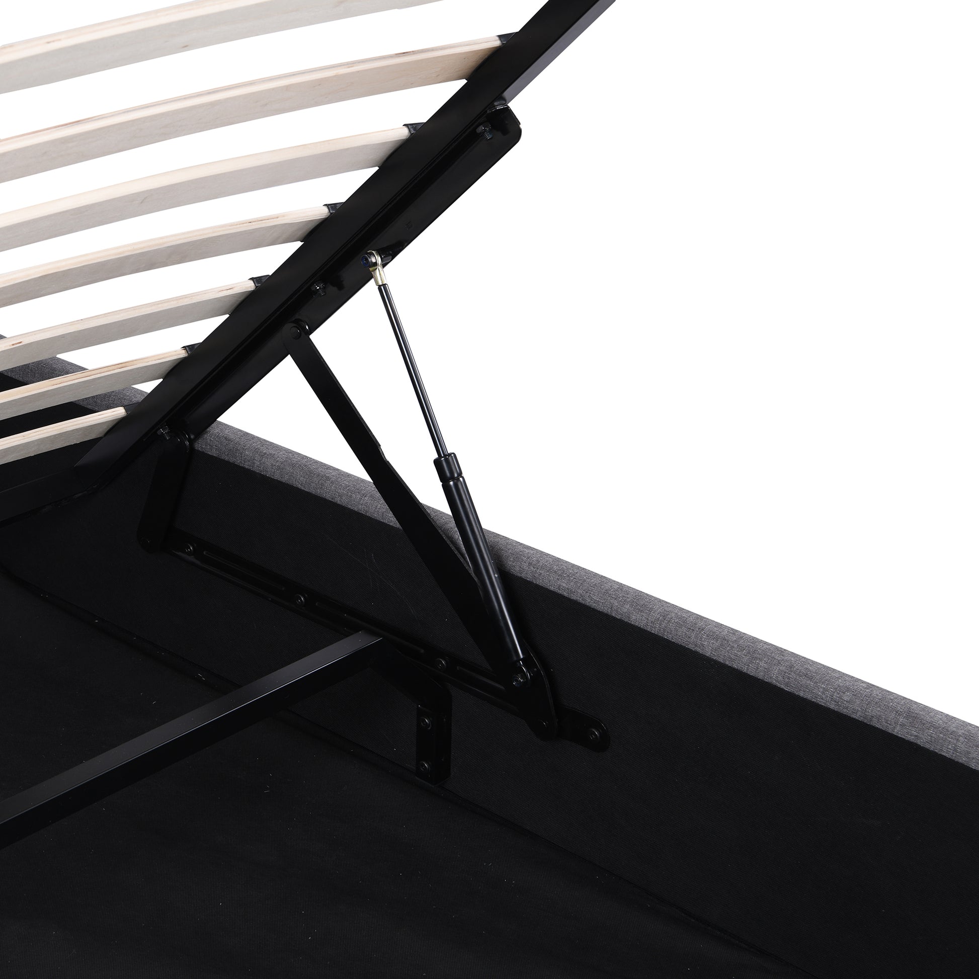 Queen Size Upholstered Platform Bed With A Hydraulic Storage System Gray Gray Upholstered