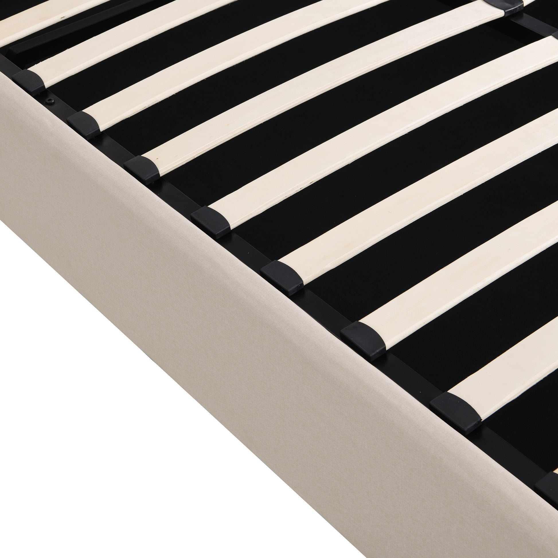 Full Size Upholstered Platform Bed With A Hydraulic Storage System Beige Beige Upholstered