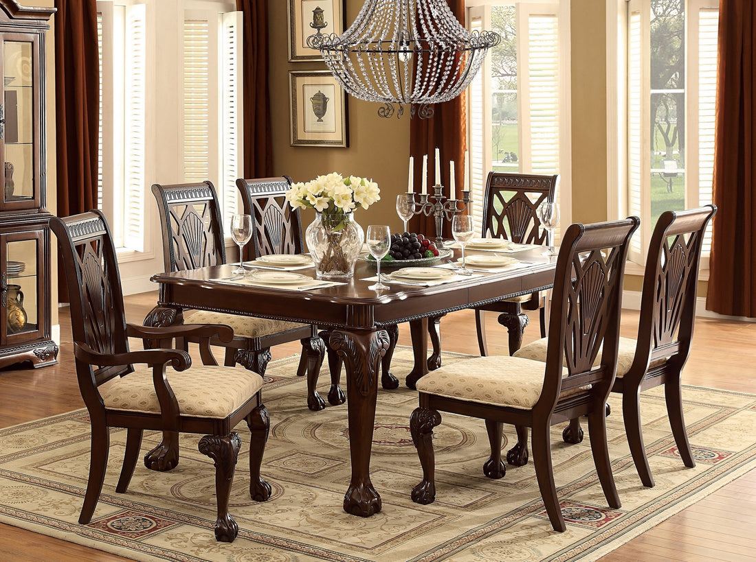 Dark Cherry Finish Formal Dining 7Pc Set Table With Extension Leaf 2X Armchairs And 4X Side Chairs Upholstered Seat Traditional Design Furniture Wood Wood Cherry Seats 6 Wood Dining Room Extendable Traditional 4 Leg Dining Table With Chair Wood