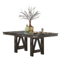 Rustic Industrial Style Dining Furniture 7Pc Set Brown Finish Dining Table With Self Storing Butterfly Leaf And 6X Side Chairs Solid Rubber Wood Furniture Brown Seats 6 Dining Room Industrial,Rustic Rectangular Dining Table With Chair Rubber Wood