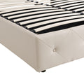 Queen Size Upholstered Platform Bed With A Hydraulic Storage System Beige Beige Upholstered