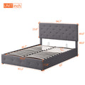 Queen Size Upholstered Platform Bed With A Hydraulic Storage System Gray Gray Upholstered
