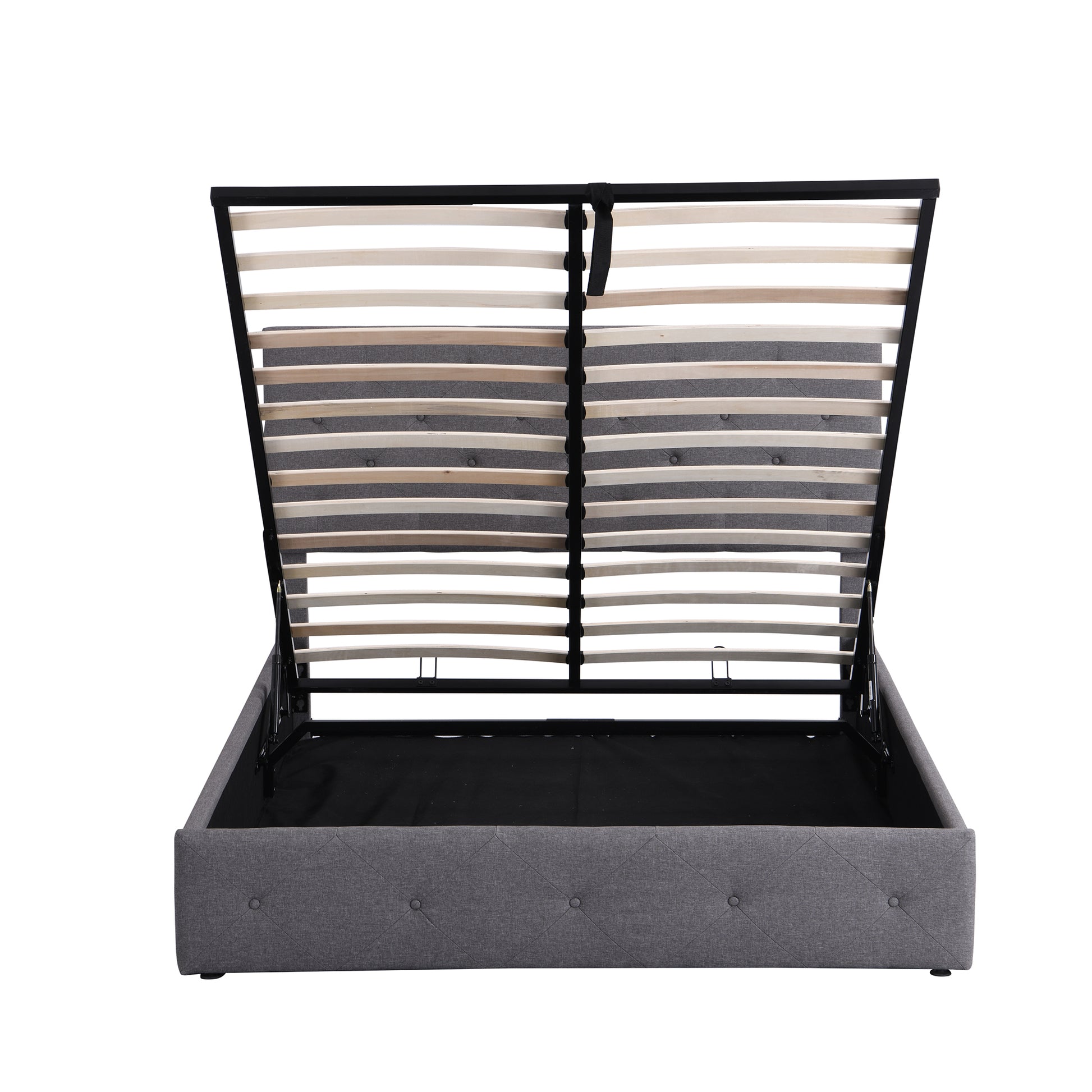 Queen Size Upholstered Platform Bed With A Hydraulic Storage System Gray Gray Upholstered