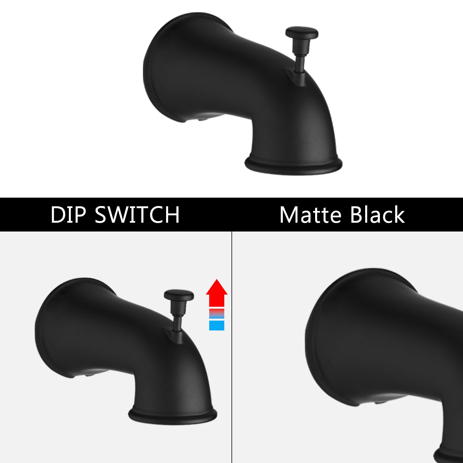 Classic High Pressure Single Handle 6 Function Rain Shower Head With Handheld Shower With Tup Spout Matte Black Abs