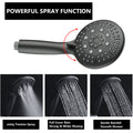 Classic High Pressure Single Handle 6 Function Rain Shower Head With Handheld Shower With Tup Spout Matte Black Abs