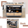 Rolling Kitchen Island with Storage, Two sided Kitchen blue-kitchen-classic-french-mid-century