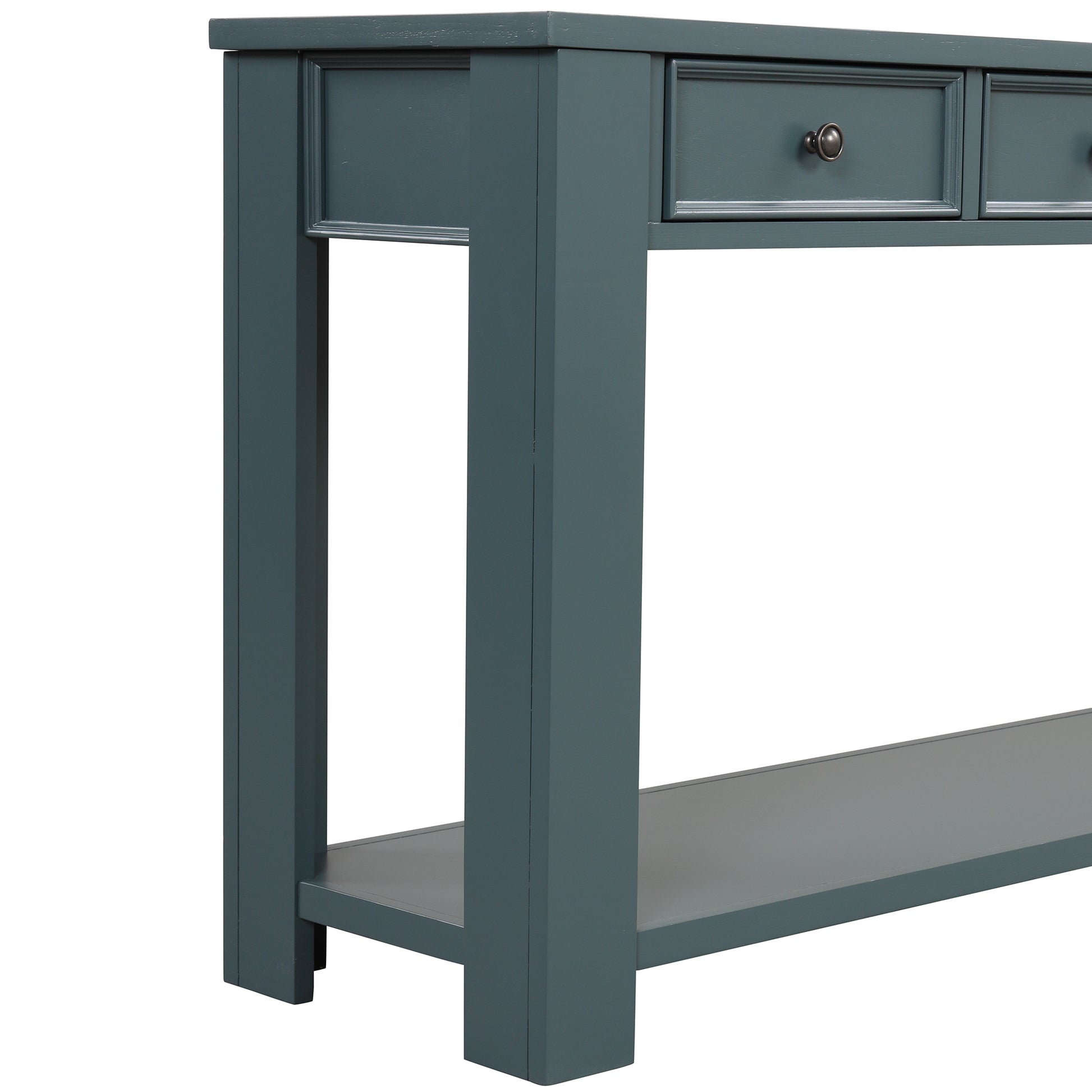 63" Pine Wood Console Table With 4 Drawers And 1 Bottom Shelf For Entryway Hallway Easy Assembly 63 Inch Long Sofa Table Dark Blue Blue Pine