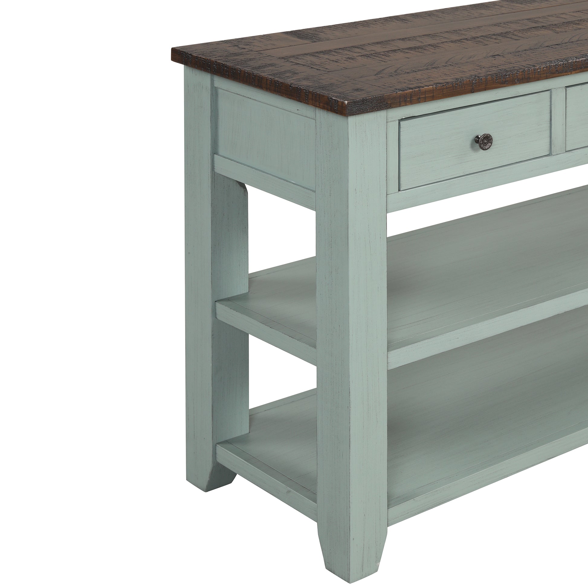 48'' Solid Pine Wood Top Console Table, Modern green-pine