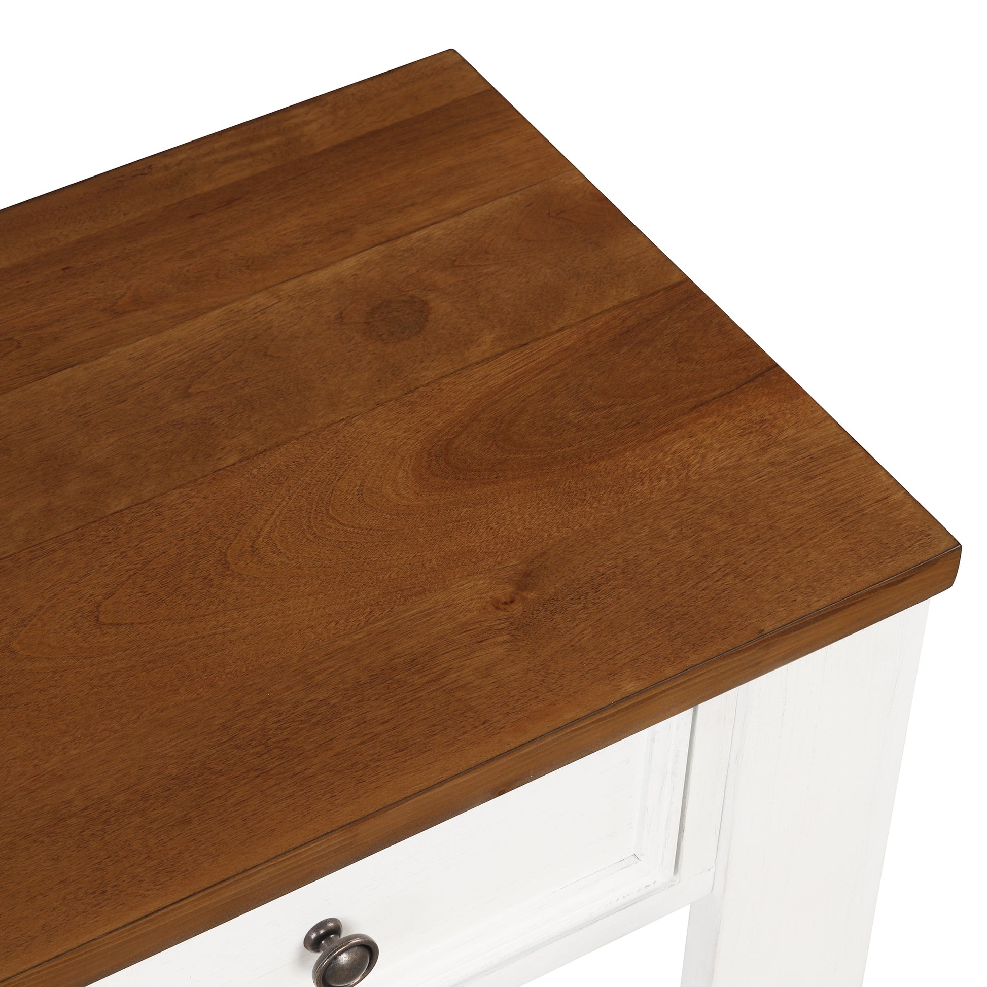 63" Pine Wood Console Table With 4 Drawers And 1 Bottom Shelf For Entryway Hallway Easy Assembly 63 Inch Long Sofa Table Antique White Brown Top Antique White Pine