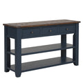 48'' Solid Pine Wood Top Console Table, Modern blue-pine