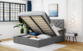 Queen Size Upholstered Platform Bed With A Hydraulic Storage System Gray Gray Upholstered