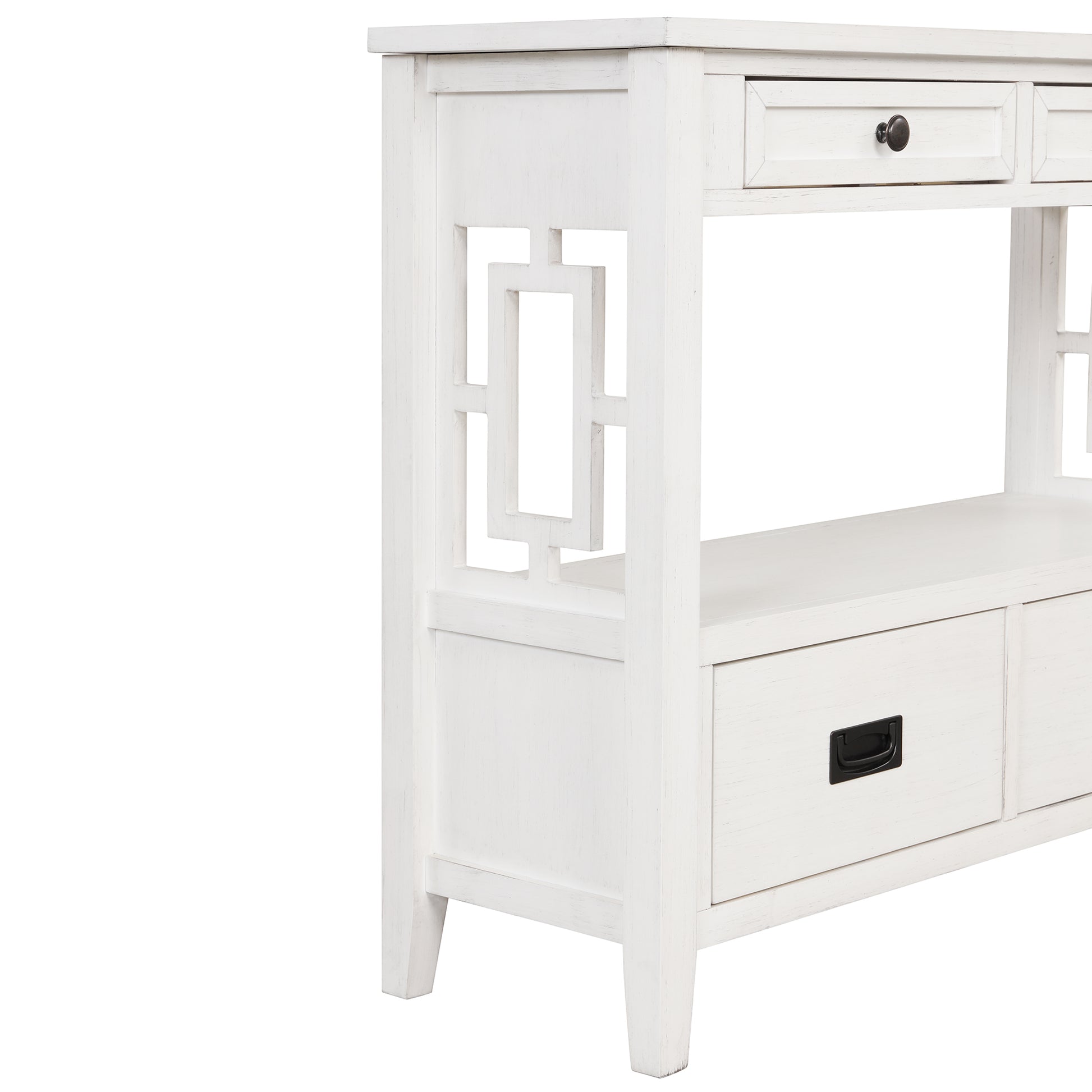 36'' Farmhouse Pine Wood Console Table Entry Sofa Table With 4 Drawers & 1 Storage Shelf For Entryway Living Room Bedroom Hallway Kitchen Antique White Antique White Pine