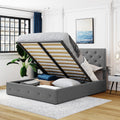 Queen Size Upholstered Platform Bed With A Hydraulic Storage System Gray Gray Upholstered