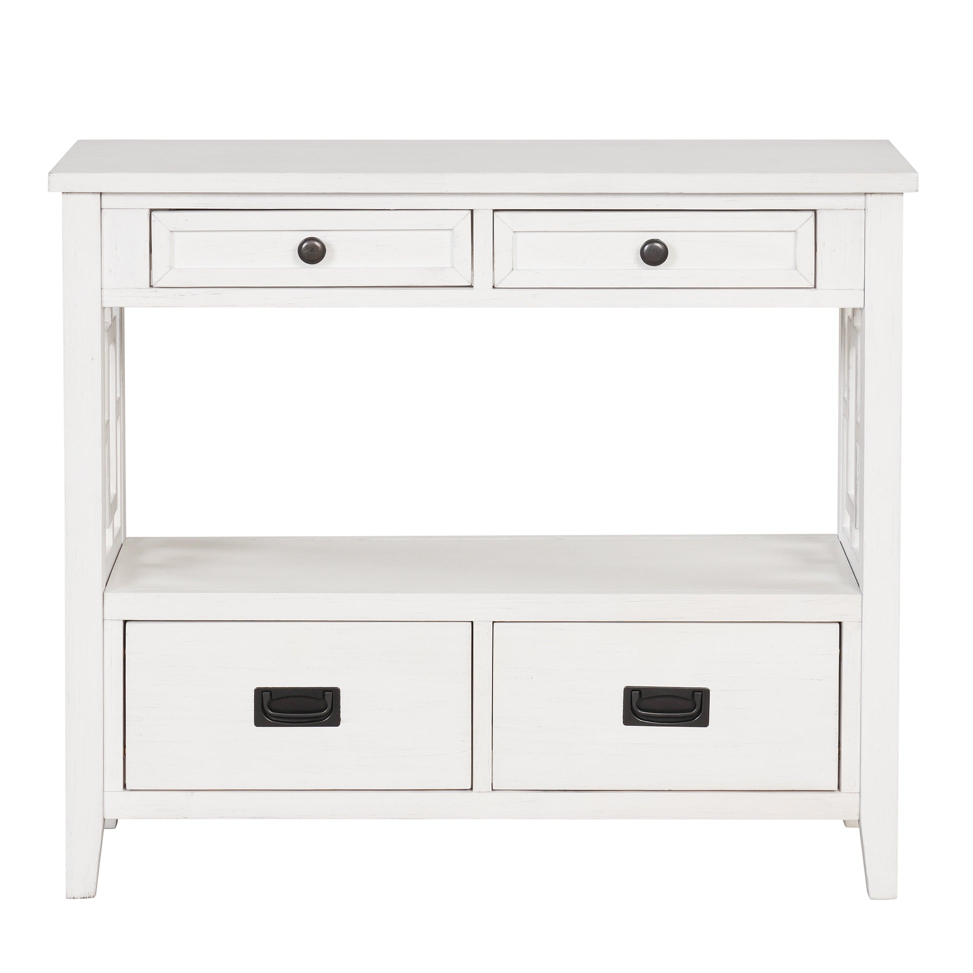 36'' Farmhouse Pine Wood Console Table Entry Sofa Table With 4 Drawers & 1 Storage Shelf For Entryway Living Room Bedroom Hallway Kitchen Antique White Antique White Pine