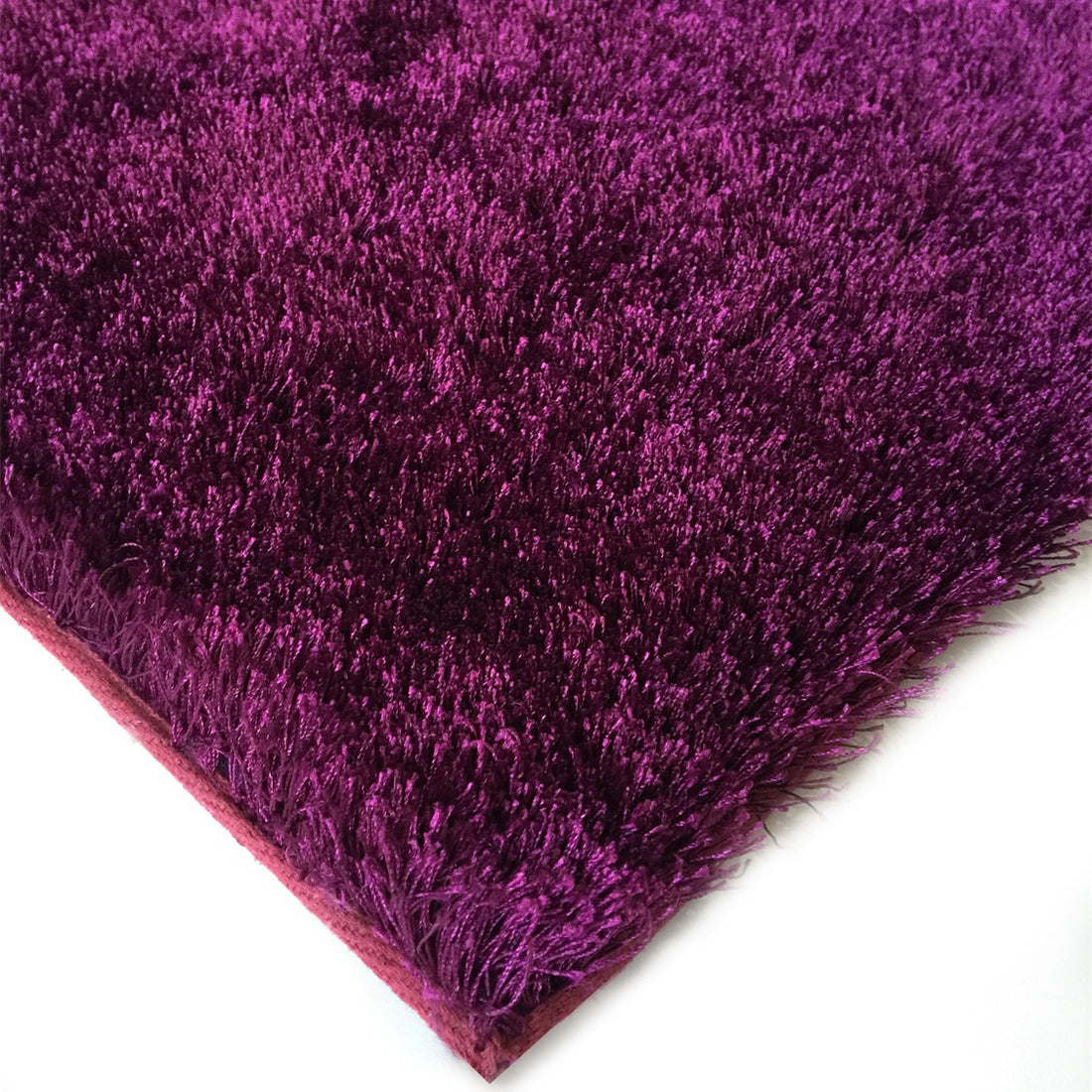 "Fuzzy Shaggy" Hand Tufted Area Rug Magenta Polyester