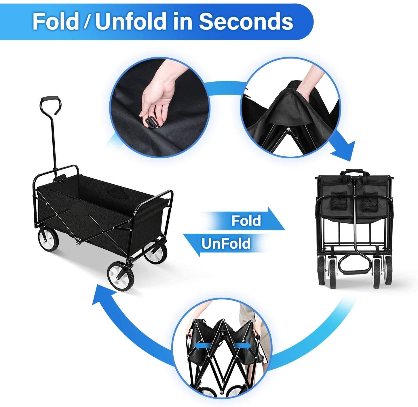 YSSOA Heavy Duty Folding Portable Hand Cart with black-steel
