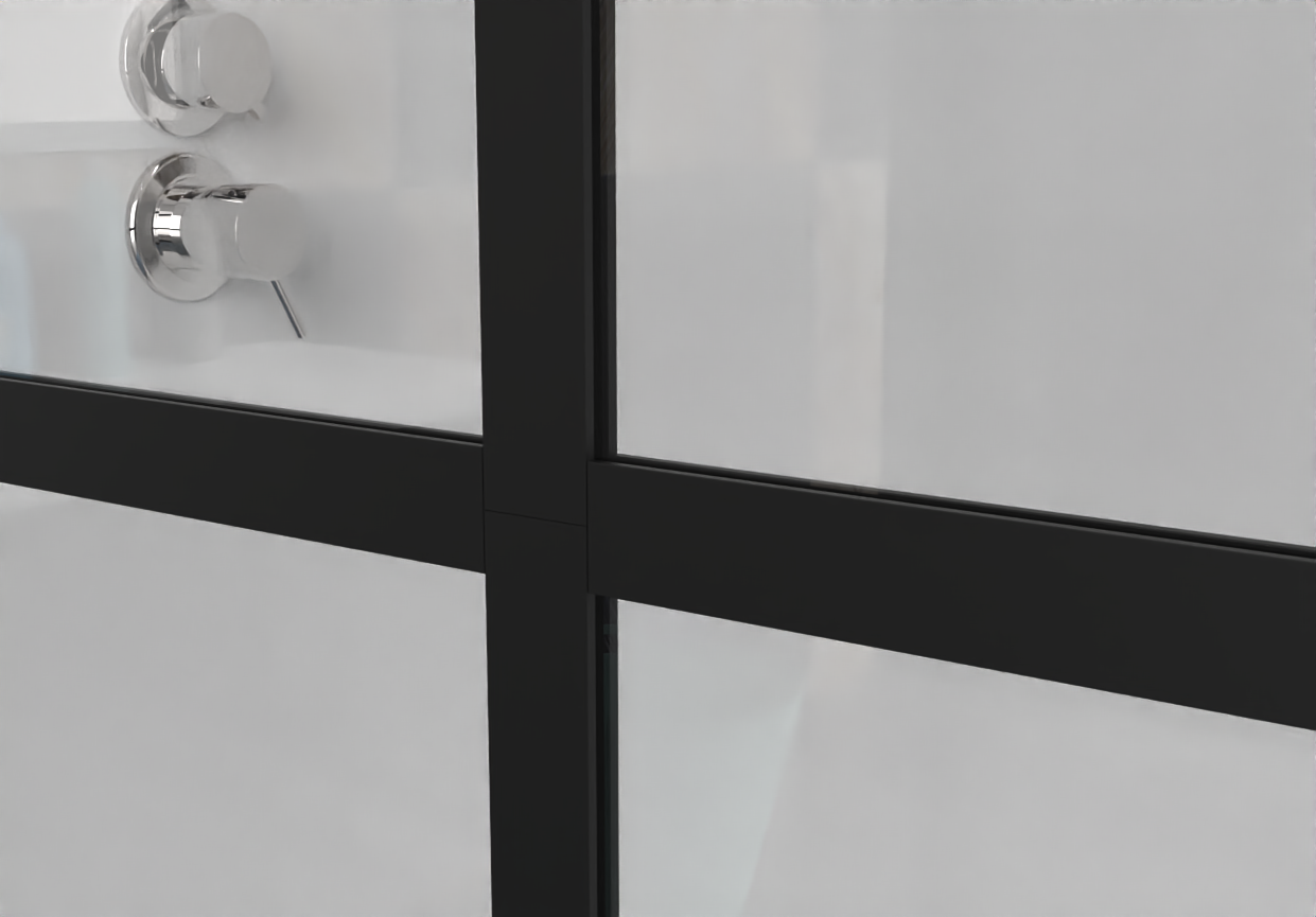 Goodyo 34" X 72" Shower Door Walk in Black Finish black-glass