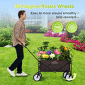 YSSOA Rolling Collapsible Garden Cart Camping Wagon brown-steel