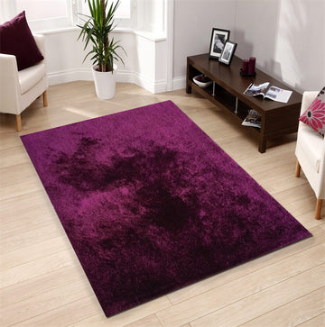 "Fuzzy Shaggy" Hand Tufted Area Rug Magenta Polyester