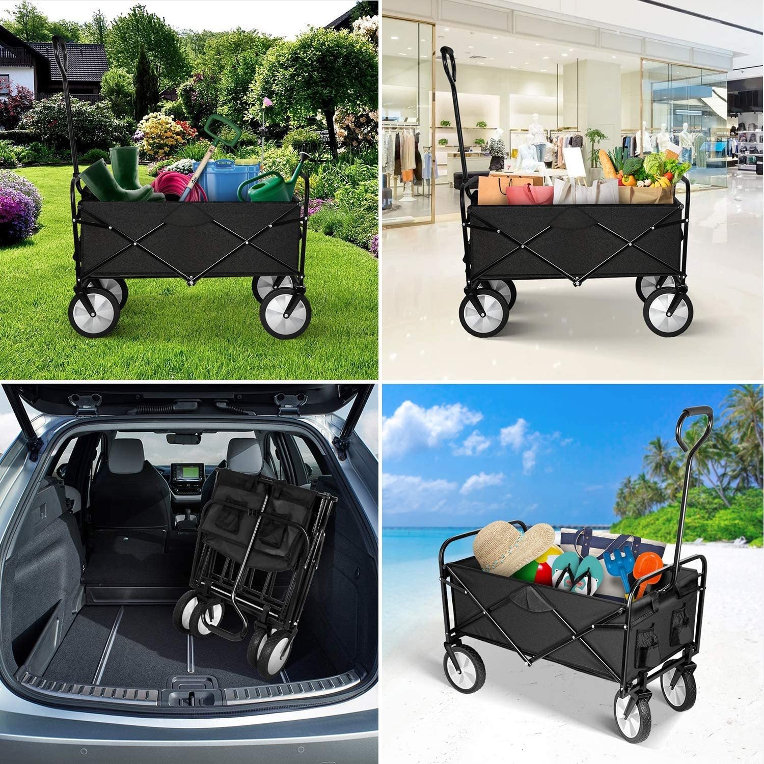 YSSOA Heavy Duty Folding Portable Hand Cart with black-steel