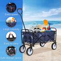 Yssoa Rolling Collapsible Garden Cart Camping Wagon, With 360 Degree Swivel Wheels & Adjustable Handle, 220Lbs Weight Capacity,Blue Blue Steel