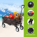 Yssoa Rolling Collapsible Garden Cart Camping Wagon, With 360 Degree Swivel Wheels & Adjustable Handle, 220Lbs Weight Capacity,Brown Brown Steel