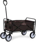 YSSOA Rolling Collapsible Garden Cart Camping Wagon brown-steel