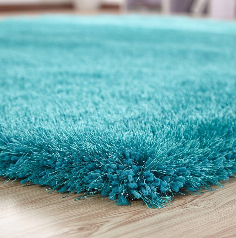 "Chubby Shaggy" Hand Tufted Area Rug Teal Polyester