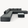 8 Pieces Outdoor Patio Furniture Sets, Garden Conversation Wicker Sofa Set, Single Sofa Combinable, Gray Cushions Black Wicker Yes Gray Wicker